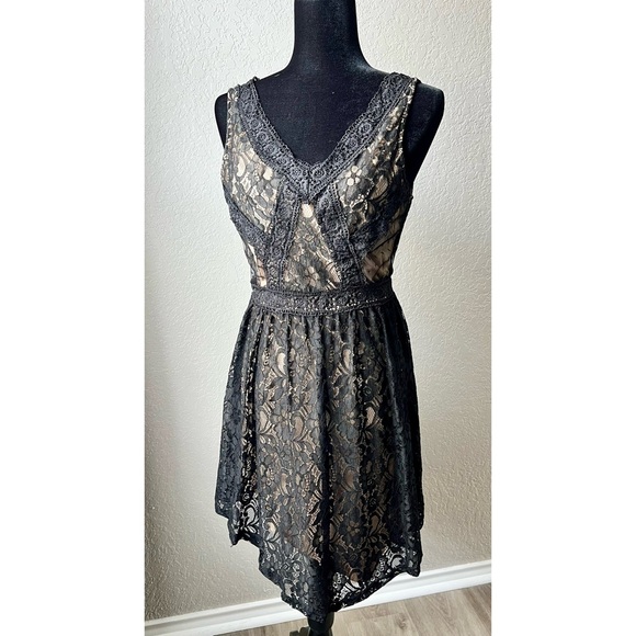 Dresses | Black Lace Dress With Nude Lining | Poshmark